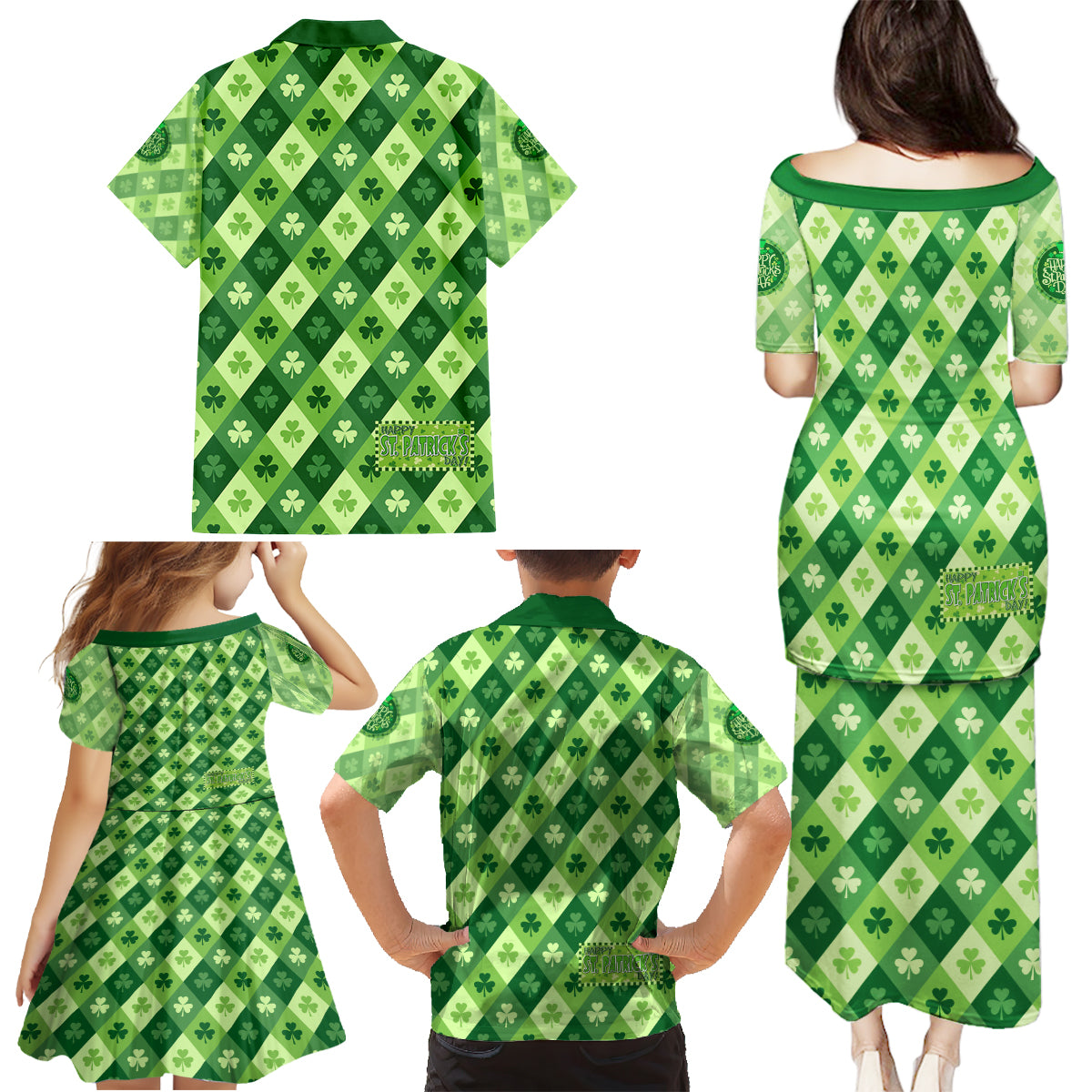 Irish St Patrick's Day Family Matching Puletasi and Hawaiian Shirt Simple Style - Wonder Print Shop
