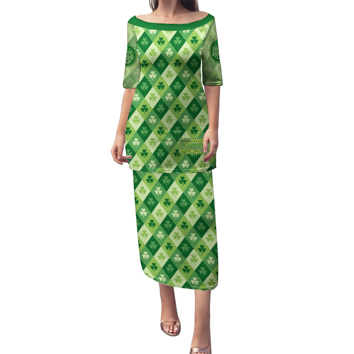 Irish St Patrick's Day Family Matching Puletasi and Hawaiian Shirt Simple Style - Wonder Print Shop