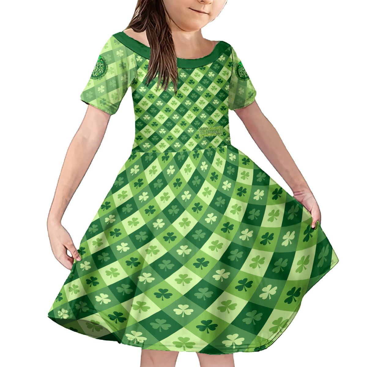 Irish St Patrick's Day Kid Short Sleeve Dress Simple Style - Wonder Print Shop