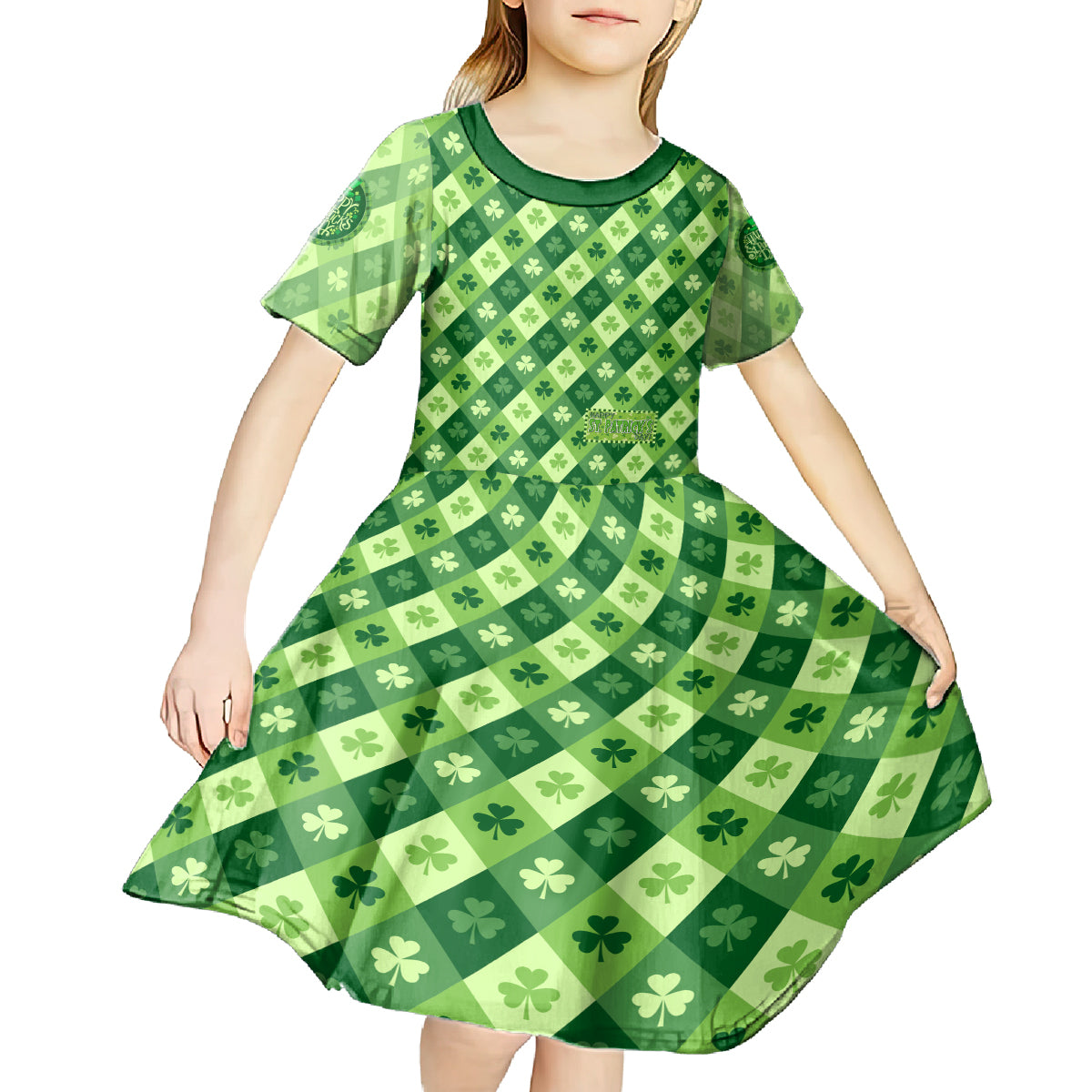 Irish St Patrick's Day Kid Short Sleeve Dress Simple Style - Wonder Print Shop