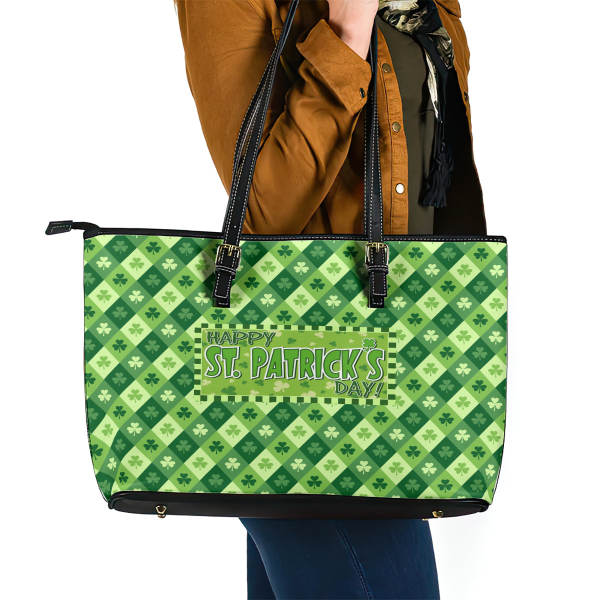 Irish St Patrick's Day Leather Tote Bag Simple Style - Wonder Print Shop