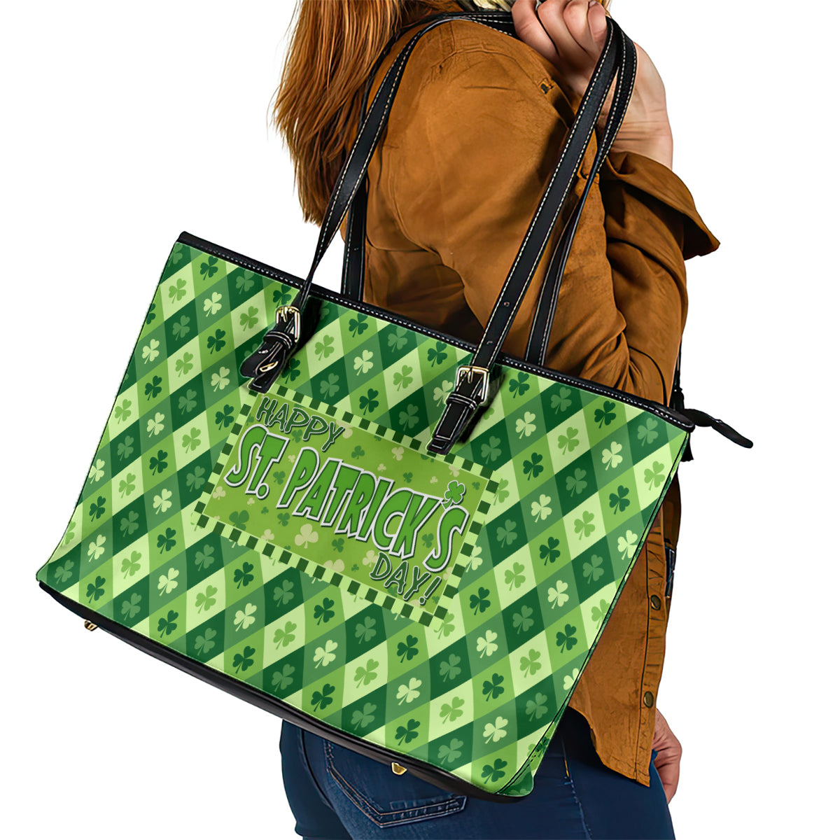 Irish St Patrick's Day Leather Tote Bag Simple Style - Wonder Print Shop