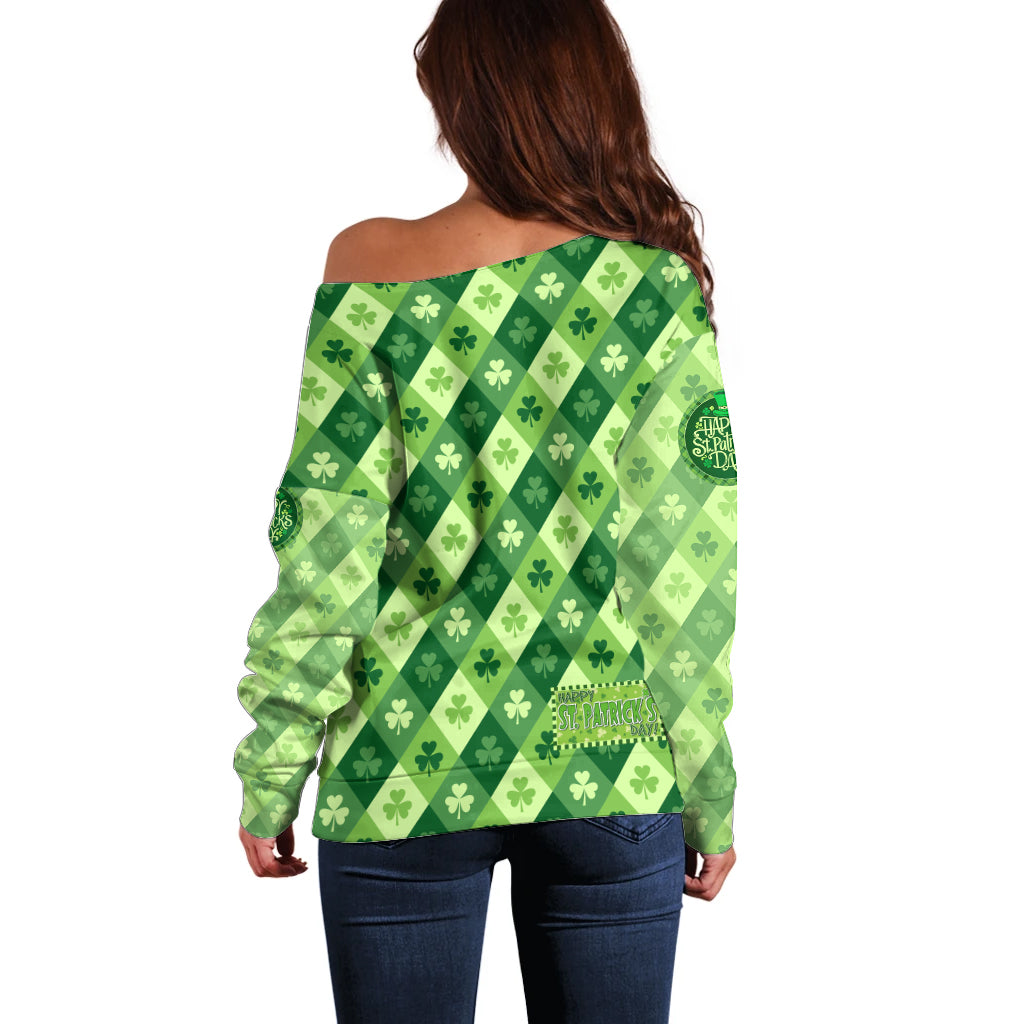 Irish St Patrick's Day Off Shoulder Sweater Simple Style - Wonder Print Shop