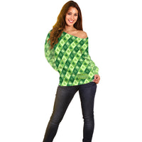 Irish St Patrick's Day Off Shoulder Sweater Simple Style - Wonder Print Shop