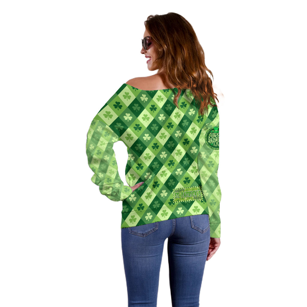 Irish St Patrick's Day Off Shoulder Sweater Simple Style - Wonder Print Shop