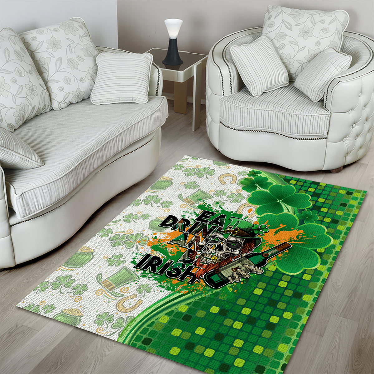 Happy St Patrick's Day Area Rug Eat Drink and Be Irish - Wonder Print Shop