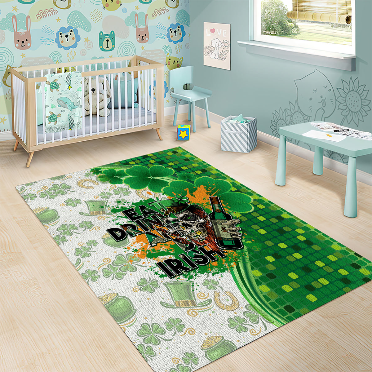 Happy St Patrick's Day Area Rug Eat Drink and Be Irish - Wonder Print Shop