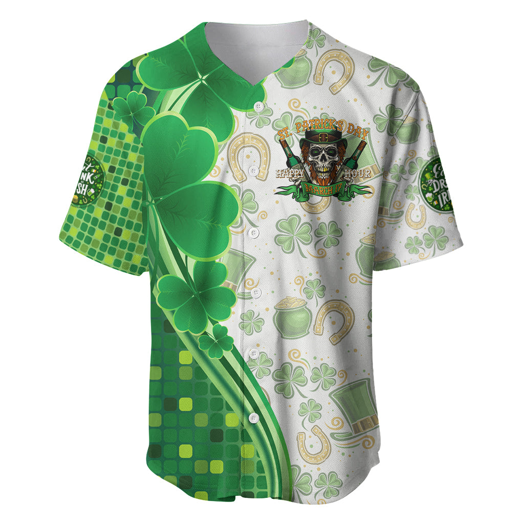 Happy St Patrick's Day Baseball Jersey Eat Drink and Be Irish - Wonder Print Shop