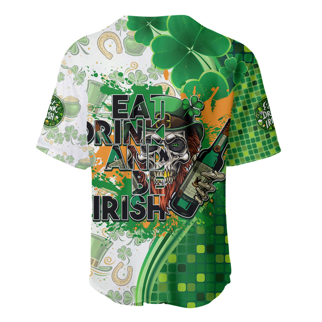 Happy St Patrick's Day Baseball Jersey Eat Drink and Be Irish - Wonder Print Shop