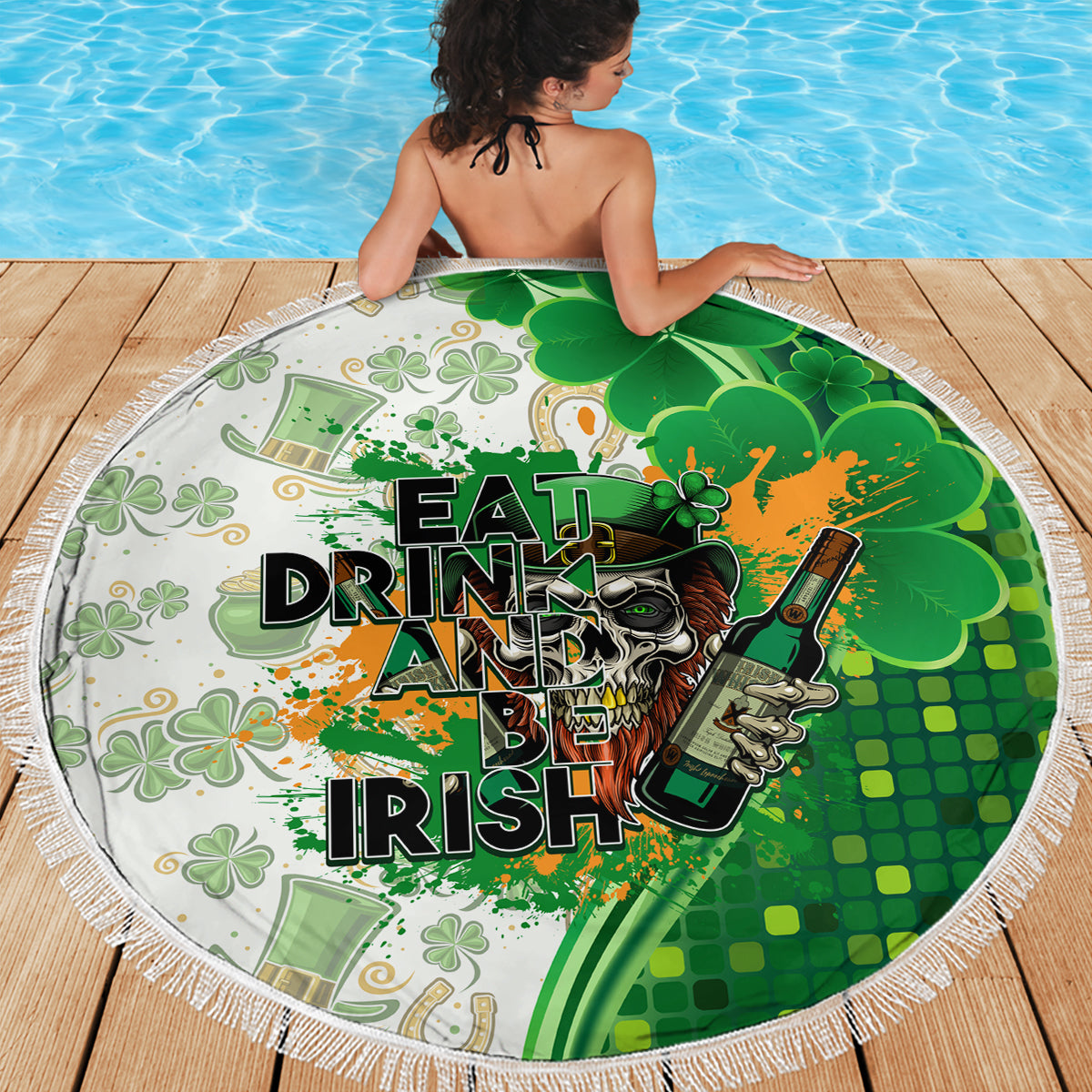 Happy St Patrick's Day Beach Blanket Eat Drink and Be Irish - Wonder Print Shop
