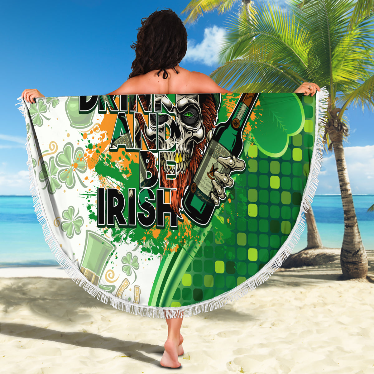 Happy St Patrick's Day Beach Blanket Eat Drink and Be Irish - Wonder Print Shop