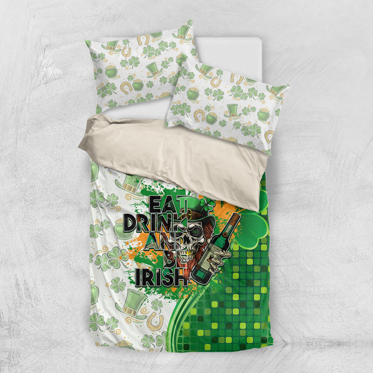 Happy St Patrick's Day Bedding Set Eat Drink and Be Irish - Wonder Print Shop