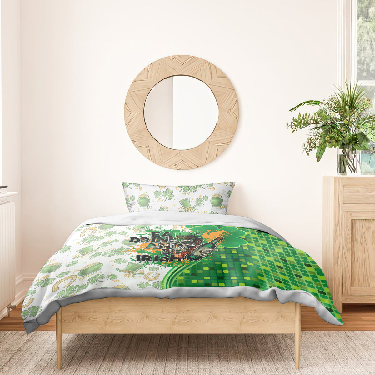 Happy St Patrick's Day Bedding Set Eat Drink and Be Irish - Wonder Print Shop