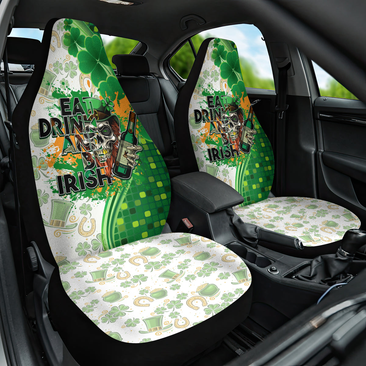 Happy St Patrick's Day Car Seat Cover Eat Drink and Be Irish - Wonder Print Shop