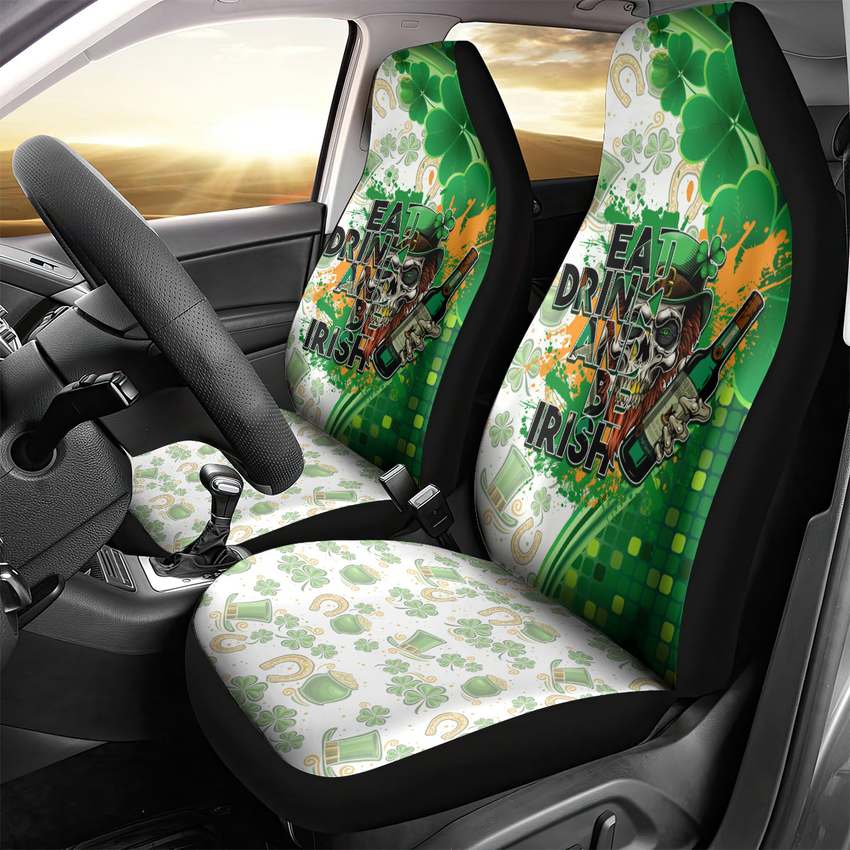 Happy St Patrick's Day Car Seat Cover Eat Drink and Be Irish - Wonder Print Shop
