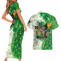 Happy St Patrick's Day Couples Matching Short Sleeve Bodycon Dress and Hawaiian Shirt Eat Drink and Be Irish - Wonder Print Shop