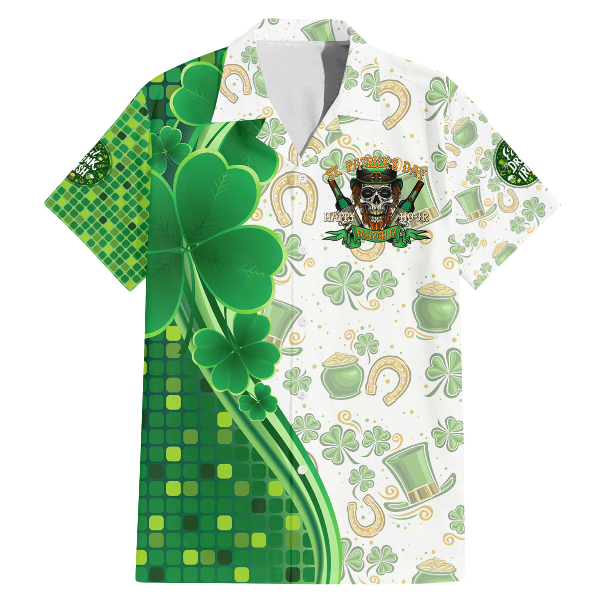 Happy St Patrick's Day Family Matching Mermaid Dress and Hawaiian Shirt Eat Drink and Be Irish - Wonder Print Shop
