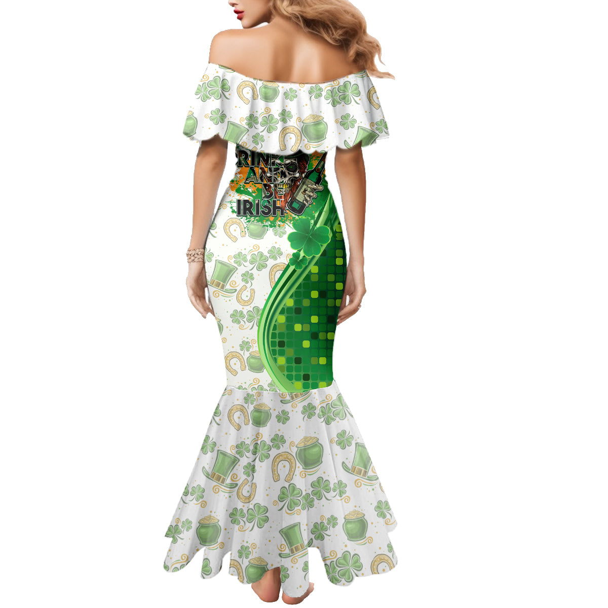 Happy St Patrick's Day Family Matching Mermaid Dress and Hawaiian Shirt Eat Drink and Be Irish - Wonder Print Shop