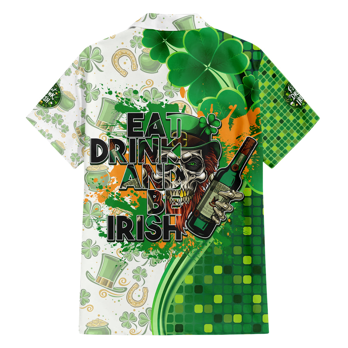 Happy St Patrick's Day Family Matching Off Shoulder Maxi Dress and Hawaiian Shirt Eat Drink and Be Irish - Wonder Print Shop