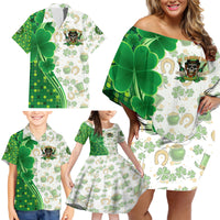 Happy St Patrick's Day Family Matching Off Shoulder Short Dress and Hawaiian Shirt Eat Drink and Be Irish - Wonder Print Shop