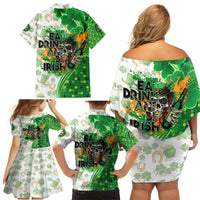 Happy St Patrick's Day Family Matching Off Shoulder Short Dress and Hawaiian Shirt Eat Drink and Be Irish - Wonder Print Shop