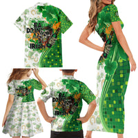 Happy St Patrick's Day Family Matching Short Sleeve Bodycon Dress and Hawaiian Shirt Eat Drink and Be Irish - Wonder Print Shop