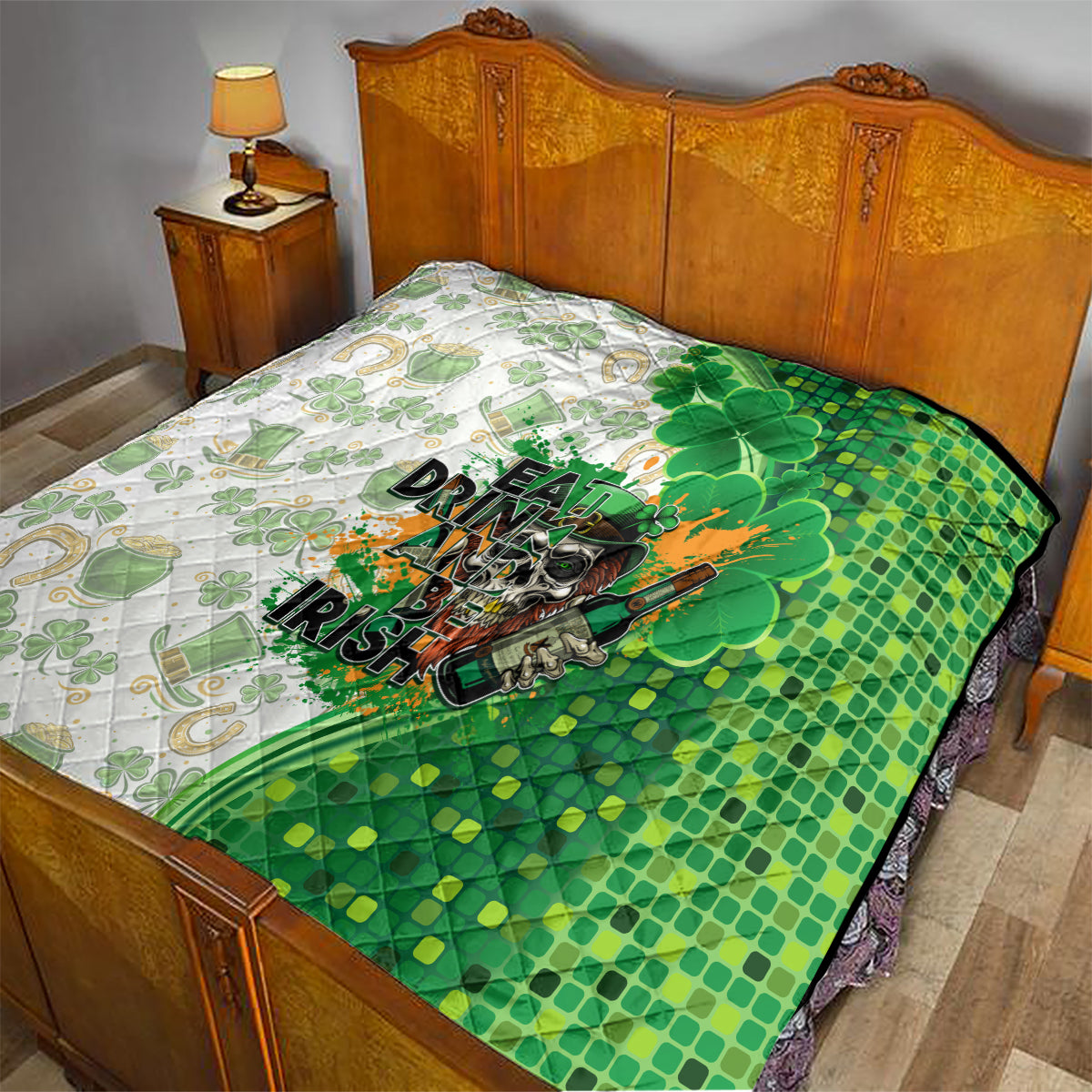 Happy St Patrick's Day Quilt Eat Drink and Be Irish - Wonder Print Shop