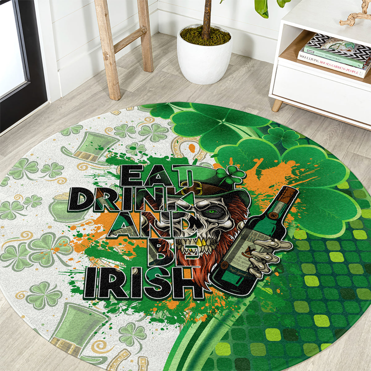 Happy St Patrick's Day Round Carpet Eat Drink and Be Irish