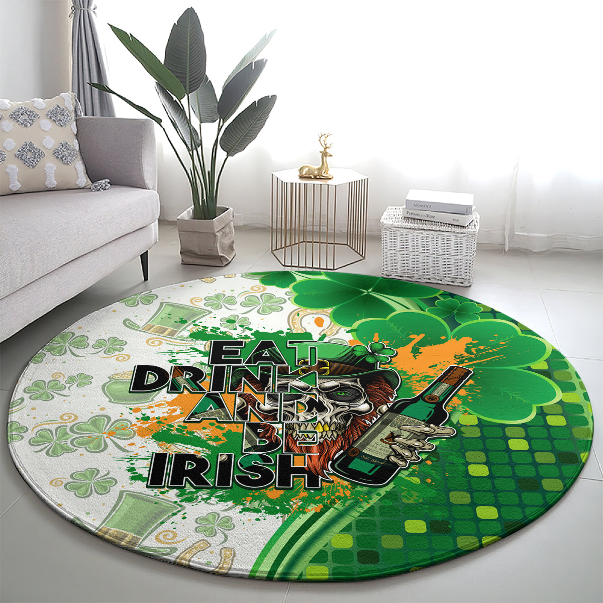 Happy St Patrick's Day Round Carpet Eat Drink and Be Irish