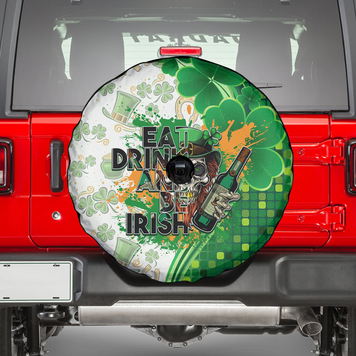 Happy St Patrick's Day Spare Tire Cover Eat Drink and Be Irish - Wonder Print Shop