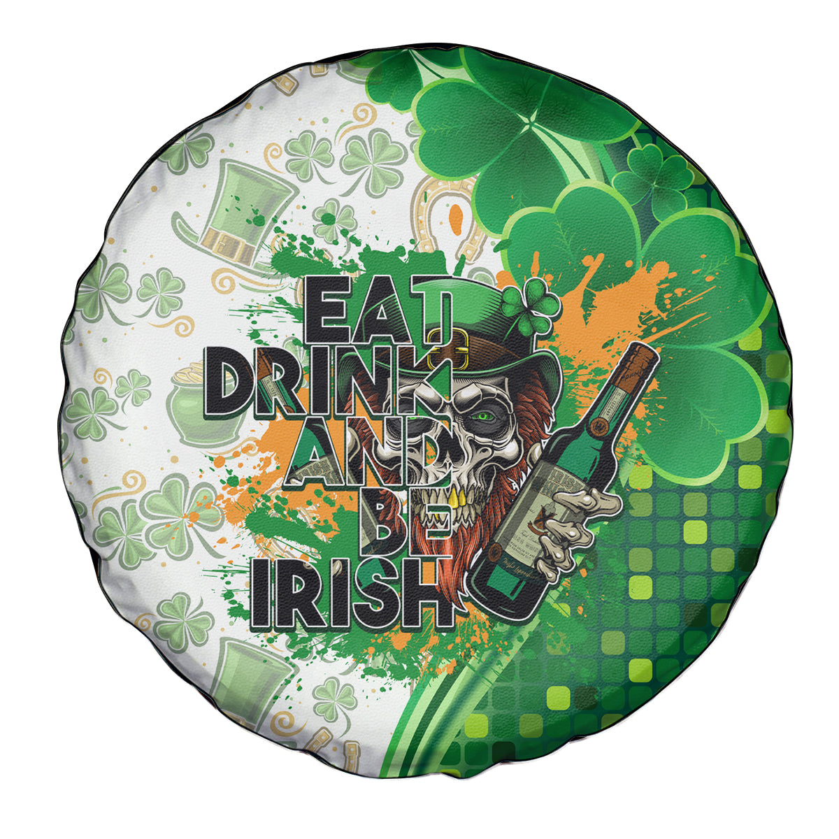Happy St Patrick's Day Spare Tire Cover Eat Drink and Be Irish - Wonder Print Shop