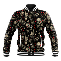 Rock And Roll Skull Pattern Design Baseball Jacket - Wonder Print Shop