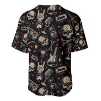Rock And Roll Skull Pattern Design Baseball Jersey - Wonder Print Shop
