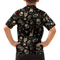 Rock And Roll Skull Pattern Design Family Matching Puletasi Dress and Hawaiian Shirt - Wonder Print Shop