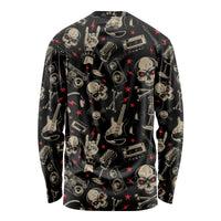Rock And Roll Skull Pattern Design Long Sleeve Shirt - Wonder Print Shop