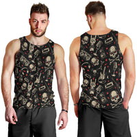 Rock And Roll Skull Pattern Design Men Tank Top - Wonder Print Shop