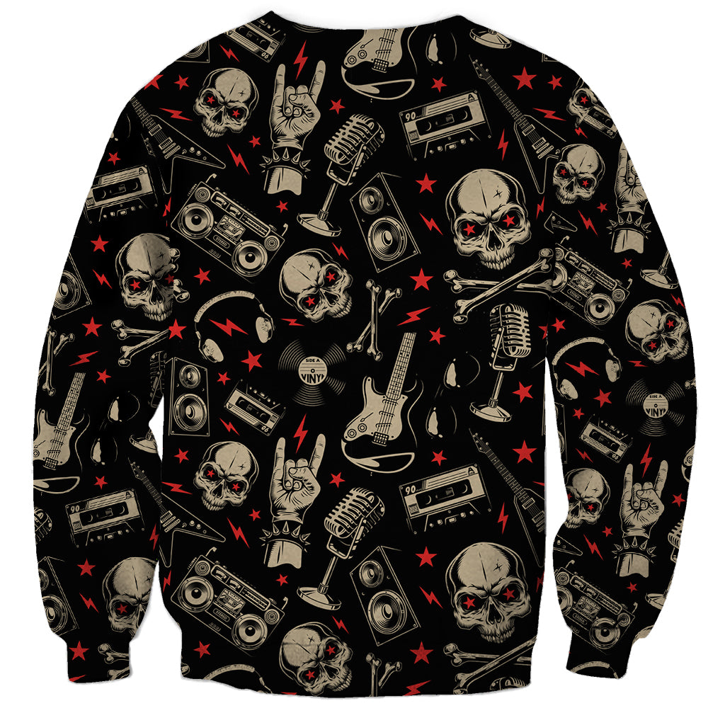 Rock And Roll Skull Pattern Design Sweatshirt - Wonder Print Shop