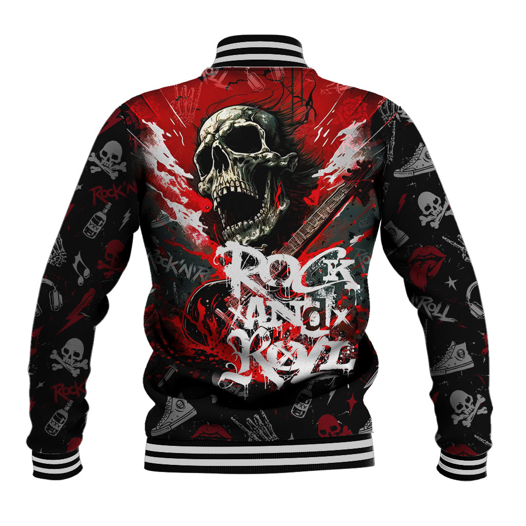 Rock And Roll Skull Forever Baseball Jacket - Wonder Print Shop