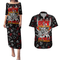 Rock And Roll Skull Forever Couples Matching Puletasi Dress and Hawaiian Shirt - Wonder Print Shop
