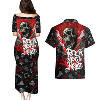 Rock And Roll Skull Forever Couples Matching Puletasi Dress and Hawaiian Shirt - Wonder Print Shop