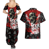 Rock And Roll Skull Forever Couples Matching Summer Maxi Dress and Hawaiian Shirt - Wonder Print Shop
