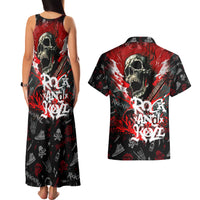 Rock And Roll Skull Forever Couples Matching Tank Maxi Dress and Hawaiian Shirt - Wonder Print Shop