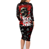 Rock And Roll Skull Forever Family Matching Long Sleeve Bodycon Dress and Hawaiian Shirt - Wonder Print Shop