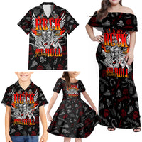 Rock And Roll Skull Forever Family Matching Off Shoulder Maxi Dress and Hawaiian Shirt - Wonder Print Shop