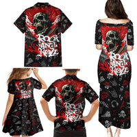 Rock And Roll Skull Forever Family Matching Puletasi Dress and Hawaiian Shirt - Wonder Print Shop