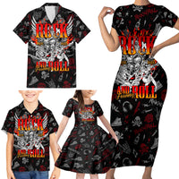 Rock And Roll Skull Forever Family Matching Short Sleeve Bodycon Dress and Hawaiian Shirt - Wonder Print Shop