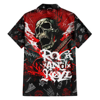 Rock And Roll Skull Forever Family Matching Short Sleeve Bodycon Dress and Hawaiian Shirt - Wonder Print Shop