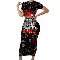 Rock And Roll Skull Forever Family Matching Short Sleeve Bodycon Dress and Hawaiian Shirt - Wonder Print Shop