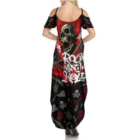 Rock And Roll Skull Forever Family Matching Summer Maxi Dress and Hawaiian Shirt - Wonder Print Shop