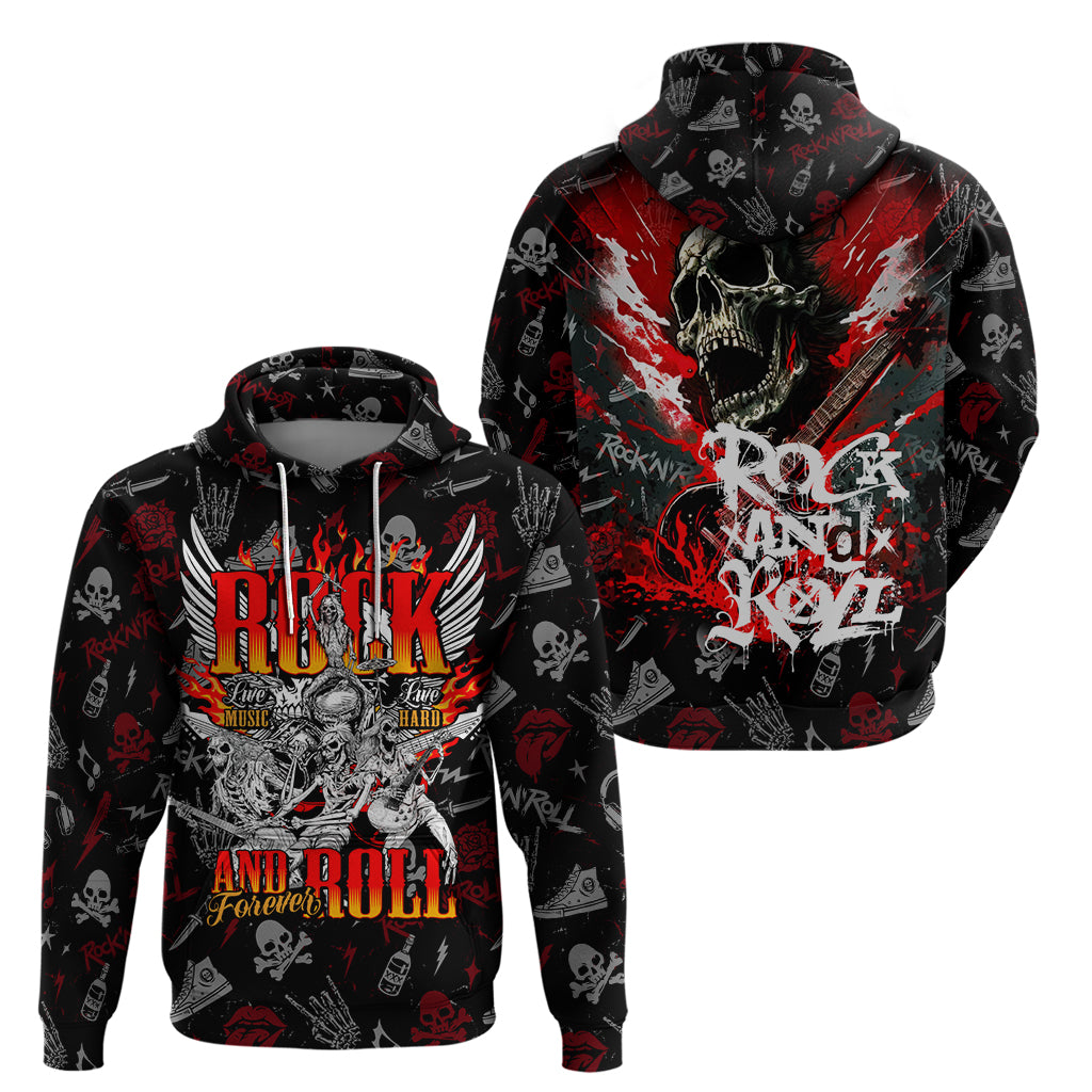 Rock And Roll Skull Forever Hoodie - Wonder Print Shop